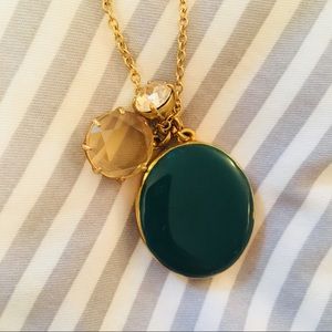J.CREW NEW long gold necklace with teal locket